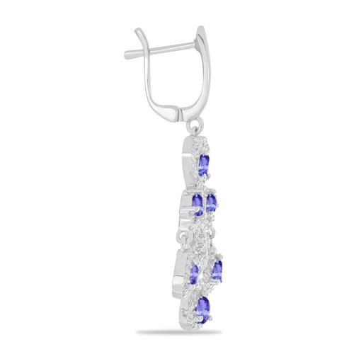 BUY REAL TANZANITE WITH WHITE ZIRCON GEMSTONE EARRINGS 